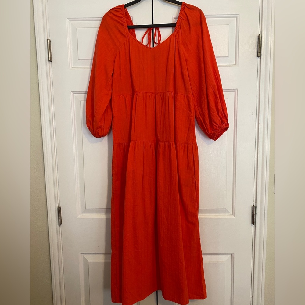 Universal Thread Womens Balloon Sleeve Textured Sz Medium Aura Red POCKETS